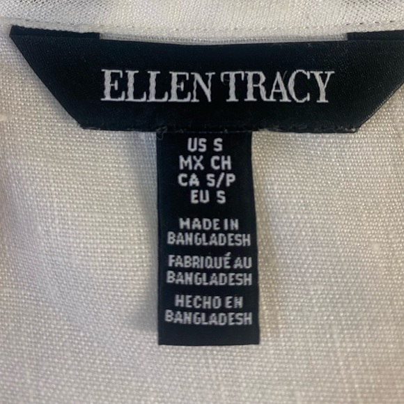Ellen Tracy White 100% Linen Sleeveless V-Neck Blouse, Hi- Low Hem Size Small - Picture 7 of 8